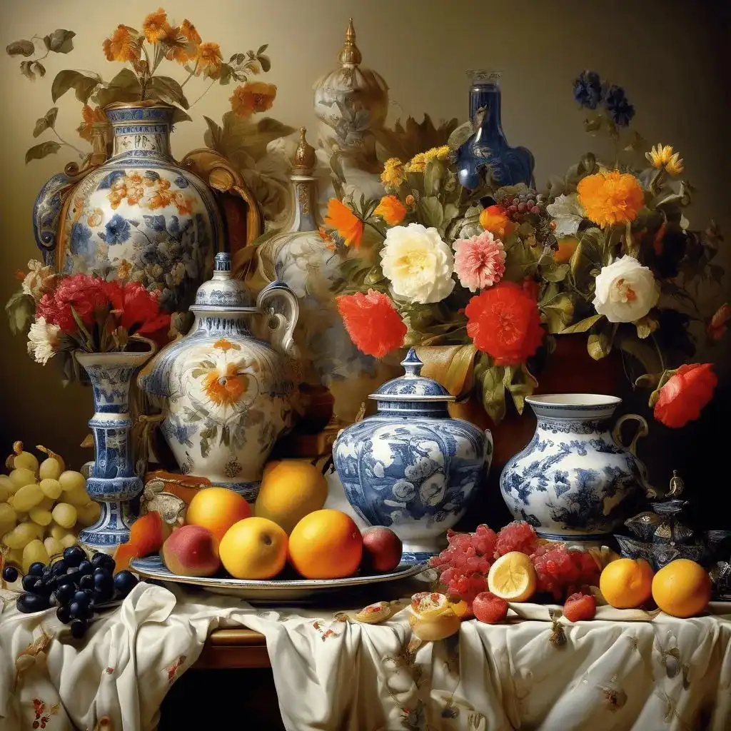 Plate Still-life above Houses – Vajda Lajos